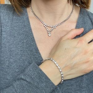Vintage rhinestone necklace and bracelet set